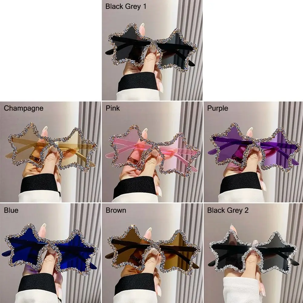 Luxuriöse Diamant-Sonnenbrille in Sternform für Damen, Trendige Strass-Verzierte Sonnenbrillen, Marken-Eyewear für Urlaub und Strand – Detail 2