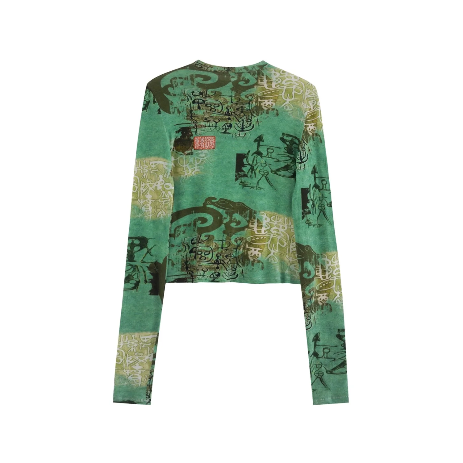 Karram Japanisch Y2K Crop Top Trashy 2000s Graffiti-Druck Langarm T-Shirt Grunge Ästhetik Vintage Streetwear Harajuku 90er Jahre – Detail 12