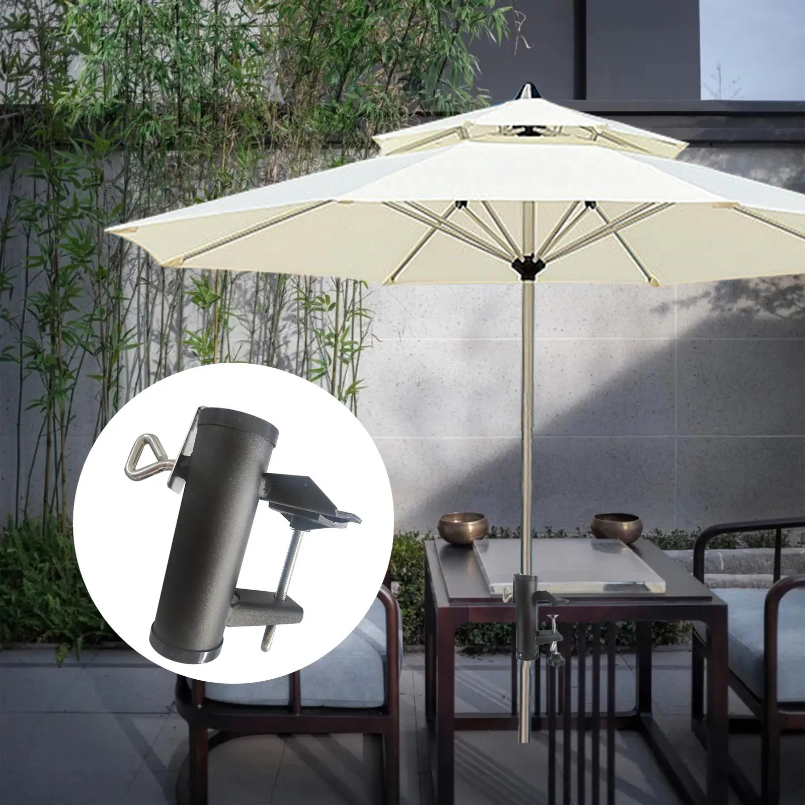 Deck Umbrella Stand Holder Mounted Deck Clamps Patio Umbrella Clamp Holder Clip for Garden Lawn Outdoor Yard Fishing Pole