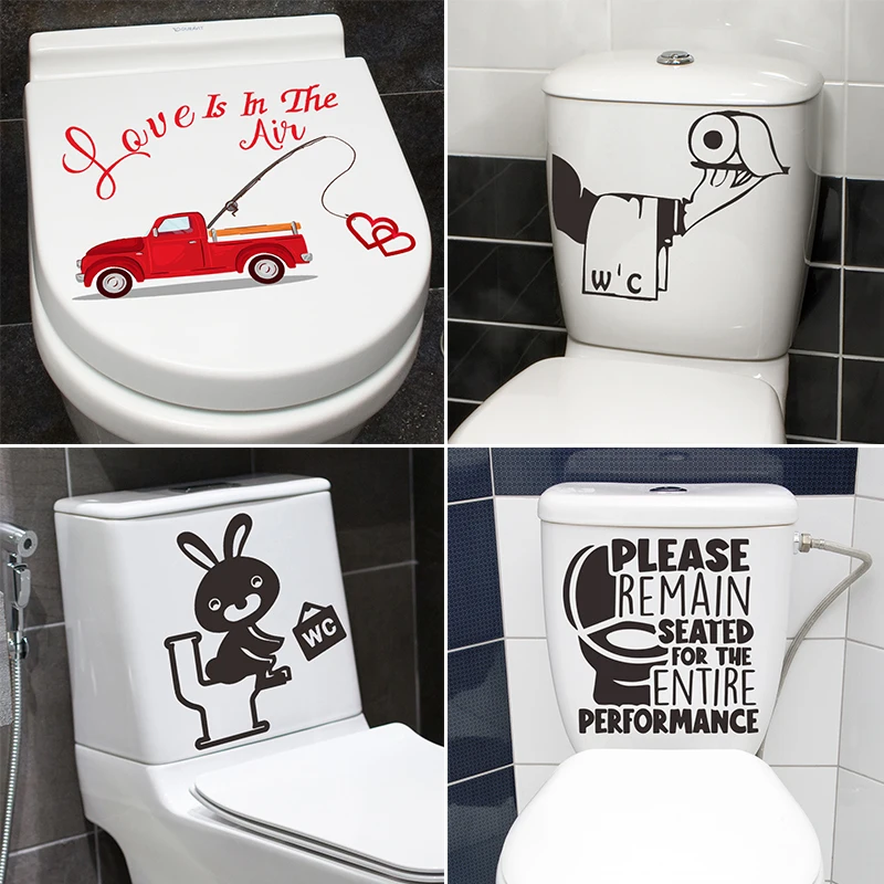C15 # Cartoon Naughty Kids Toilet Stickers Bambino Minzione Coperchio Del Water Wc Adesivo Per Porta Rimovibile Decor Paper Decalcomania Per La Casa