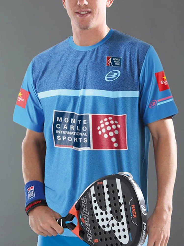 Camiseta de BullPadel para hombre, ropa deportiva de verano, cuello redondo, manga corta, tenis de mesa, bádminton