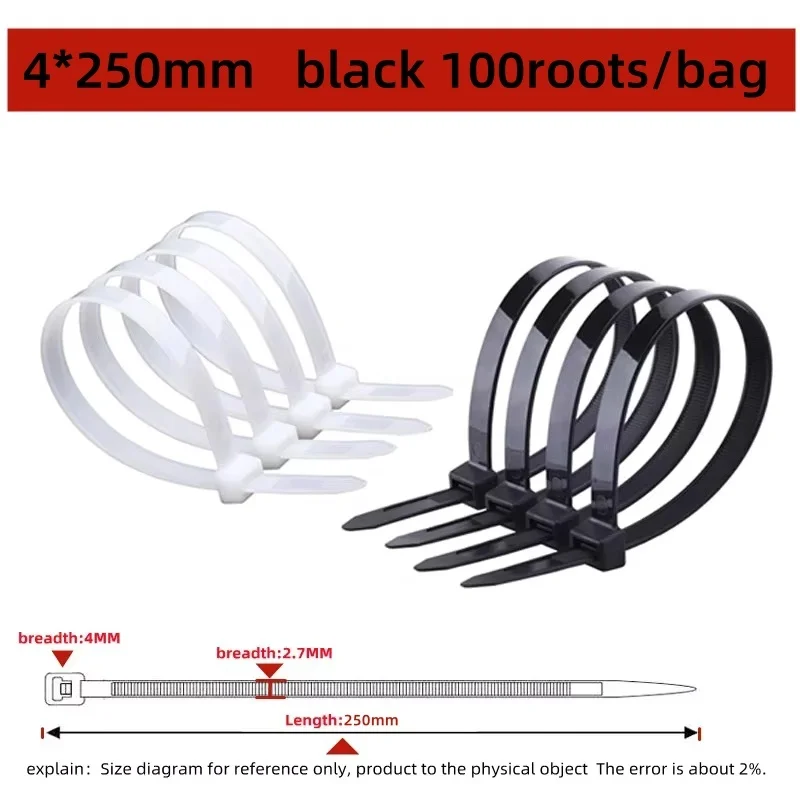 100PCS Self-locking Nylon Cable Ties for Home and Office Organization