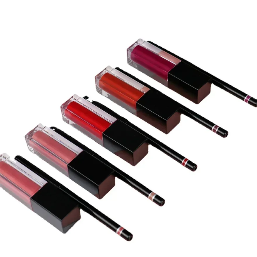 Private Label Makeup Liquid Lipstick Set Vegan Lip Gloss Lip Liner Kit Make Up Set 3