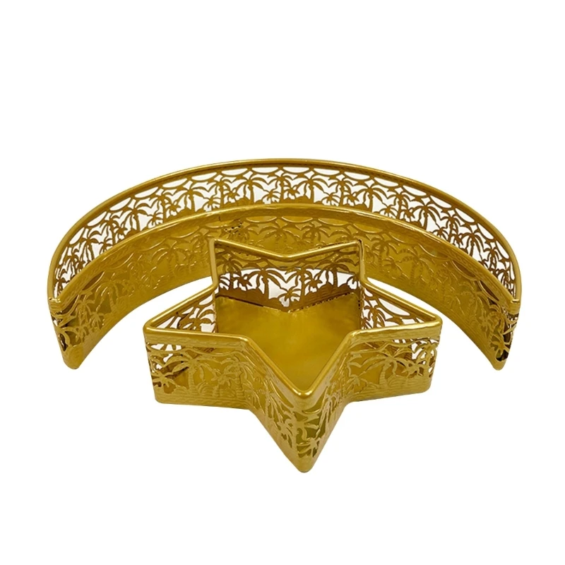 E8BD Ramadan- Moon Wrought Iron Decorations Eid Fitr- Crafts Ornaments Southeast Asian Gifts Home Dessert Tray