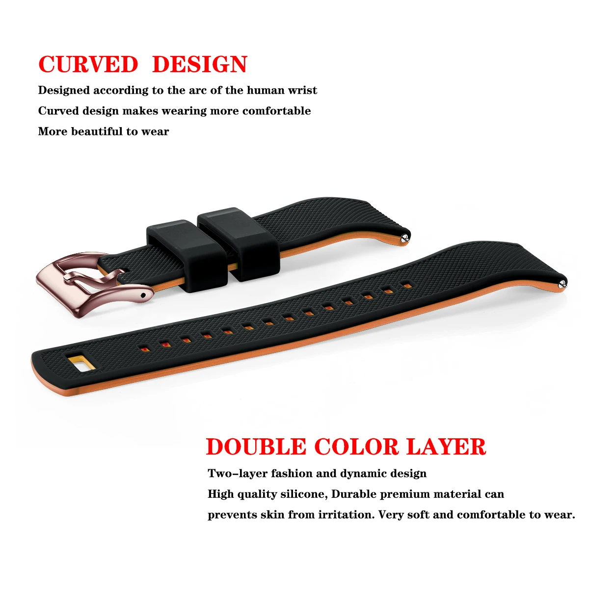 Deluxe Soft Silicone Rubber Waterproof Watch Band - Quick Release Sport Strap