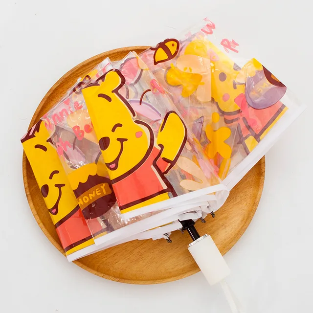 Disney Rajzfilm Automatikus Összecsukása Három Összecsukható Esernyő Anime Figurák Winnie The Pooh Átlátszó Lányok Ajándékok - Image 6