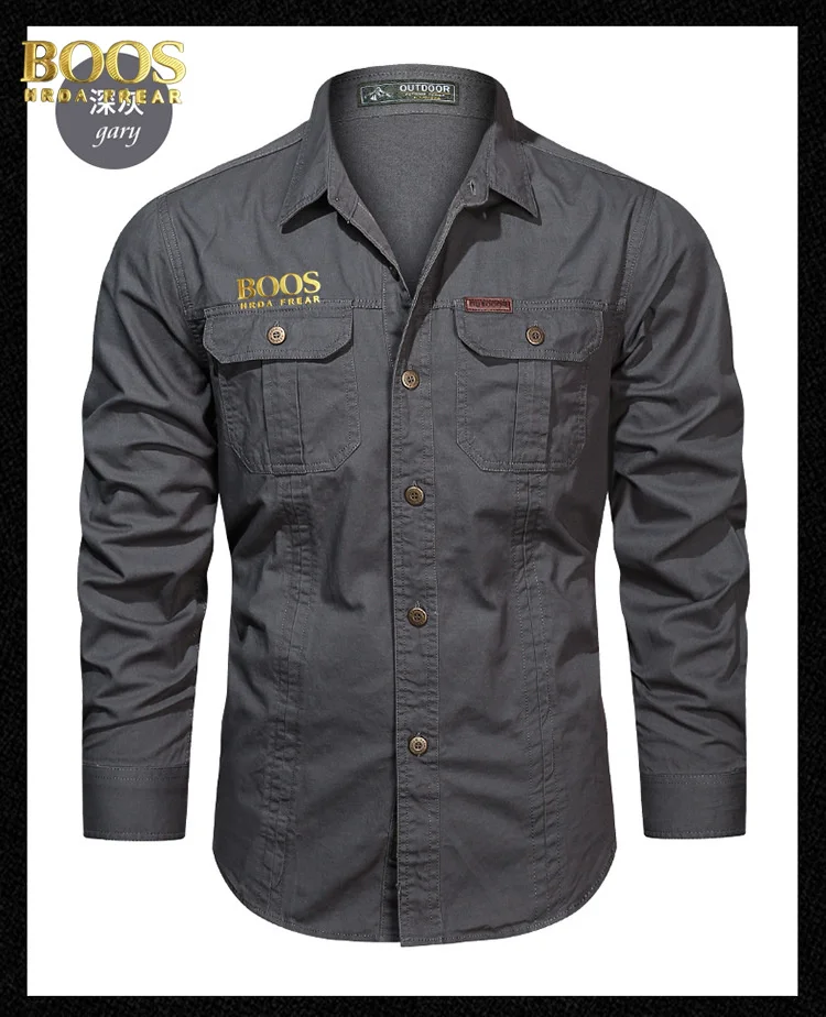 Vintage Gold Label lapel long -sleeved tower multi pocket business casual high quality water iron and autumn fashion 2