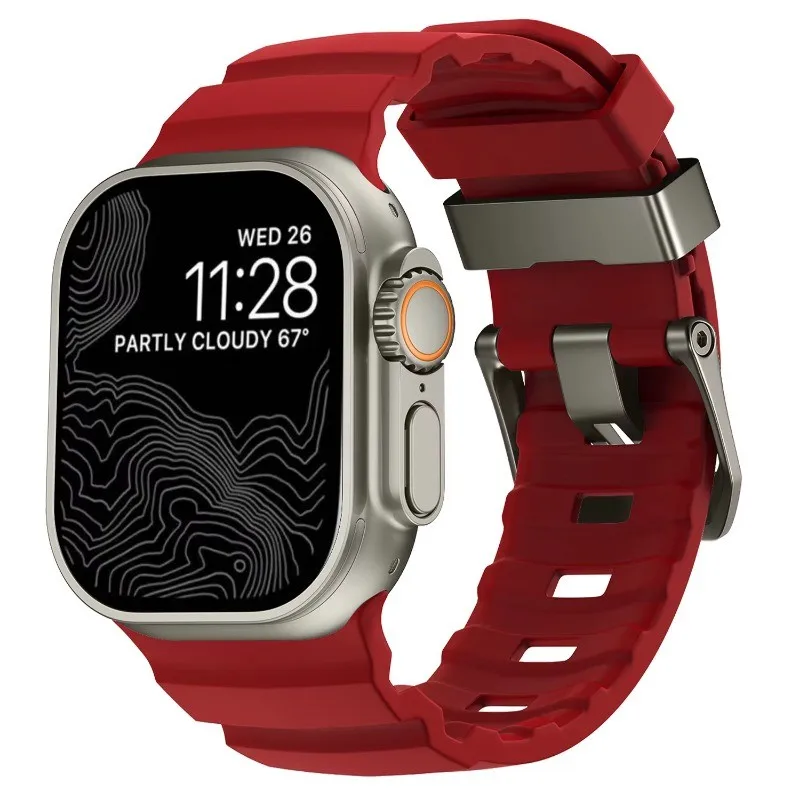 Luminous Sport Silicone & Titanium Metal Watch Band Bracelet