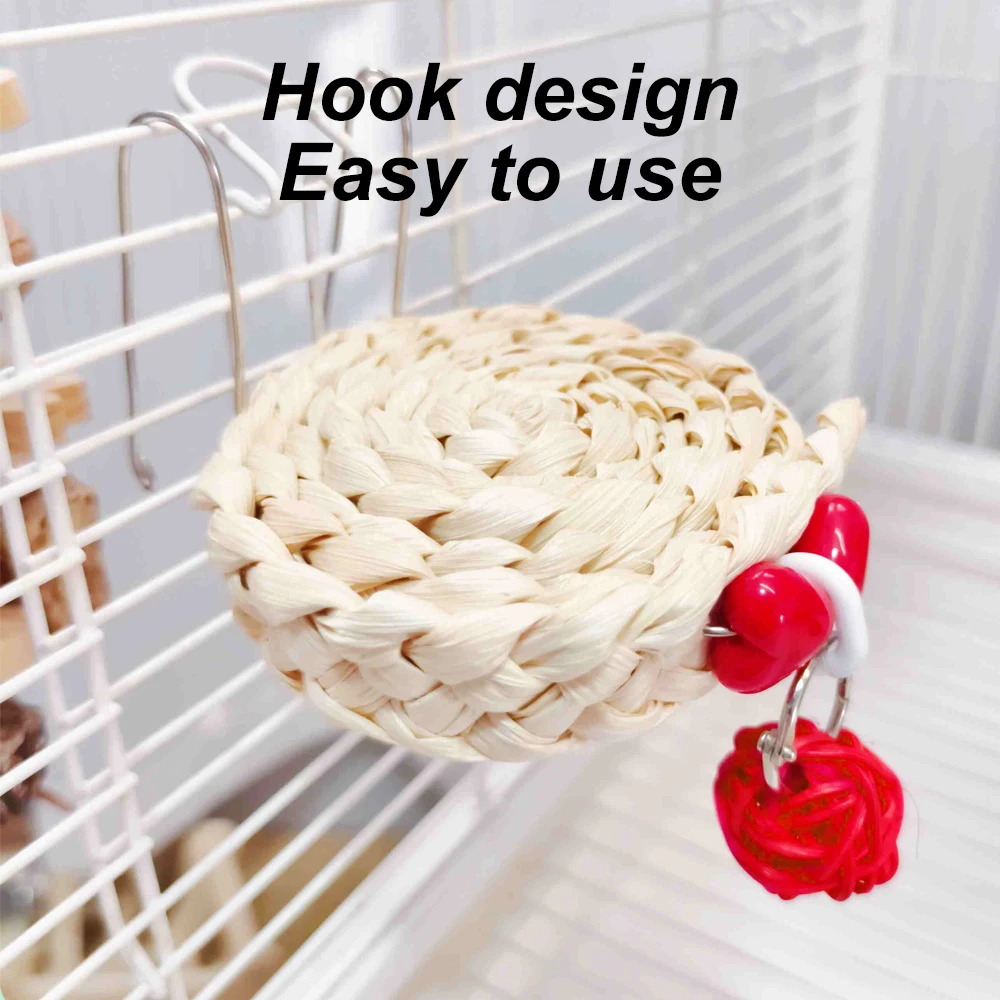 1pc Rattan Parrot Chew Toy with Bell Can Be Hanging Grinding Teeth Biting Toy for Pet Bird Parrot Training Bird Cage Accessories