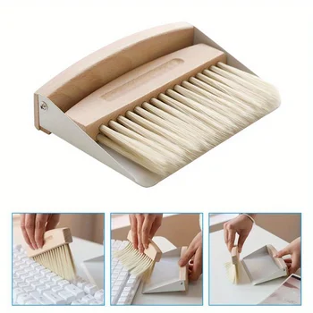 1 kit compatto per la pulizia del desktop - Set mini scopa e paletta con setole in nylon per una pulizia efficiente di tavoli, auto e animali domestici