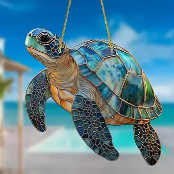 Gorgeous Acrylic Turtle Sun Catcher - Colorful Stained Glass 1