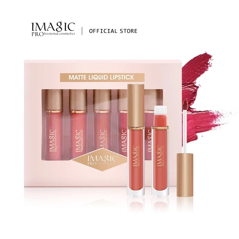 Imagic Set Di 5 Colori Impermeabile Velluto Opaco Nudo Colore Nudo Rossetto Lucidalabbra Rosso Intenso Lucidalabbra A Lunga Durata Labbro Femminile