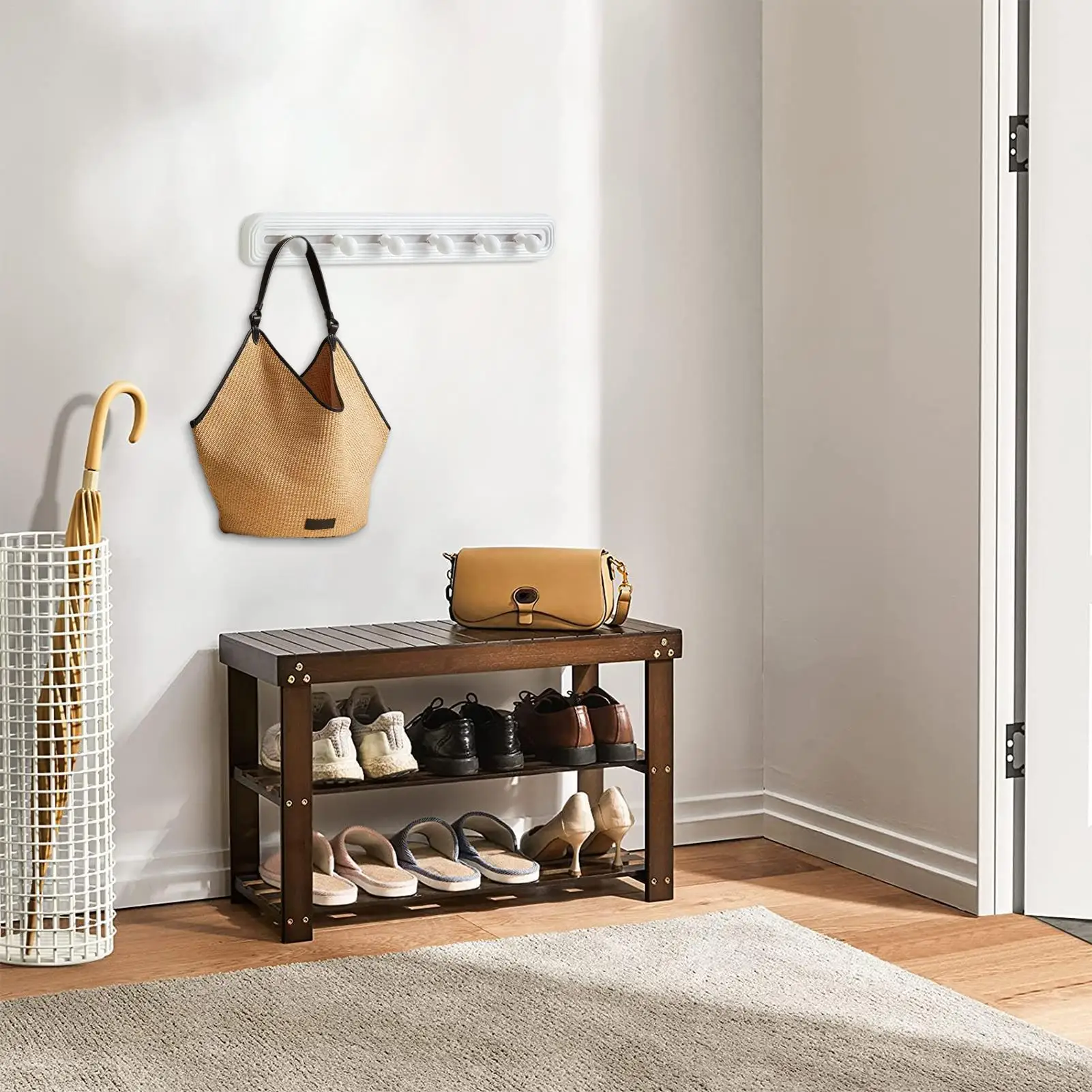 Tennis Racket Wall Mount Racket Storage Rack Wall-Mounted Sports Equipment Organizer Sliding Hook For Display Home Gym Community