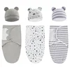 100% Organic Cotton Baby Swaddle Blanket Wrap Hat Set for Infant  Adjustable Newborn Swaddle Baby Swaddle for 0-3 Month 1