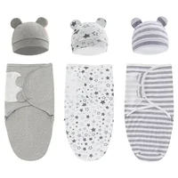 100% Organic Cotton Baby Swaddle Blanket Wrap Hat Set for Infant  Adjustable Newborn Swaddle Baby Swaddle for 0-3 Month 1