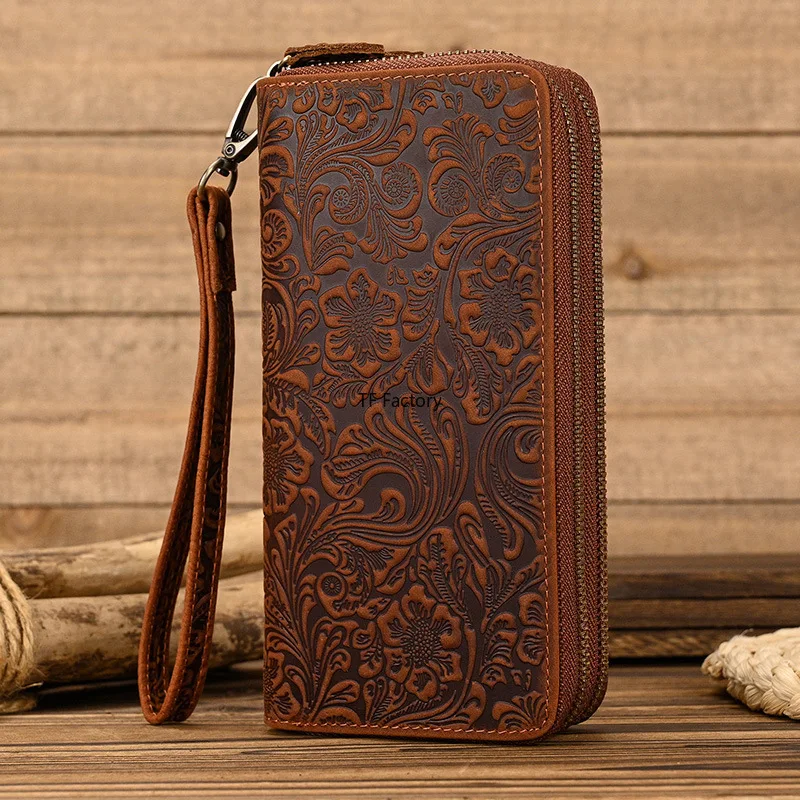 Premium Leather Long Wallet with Money Clip