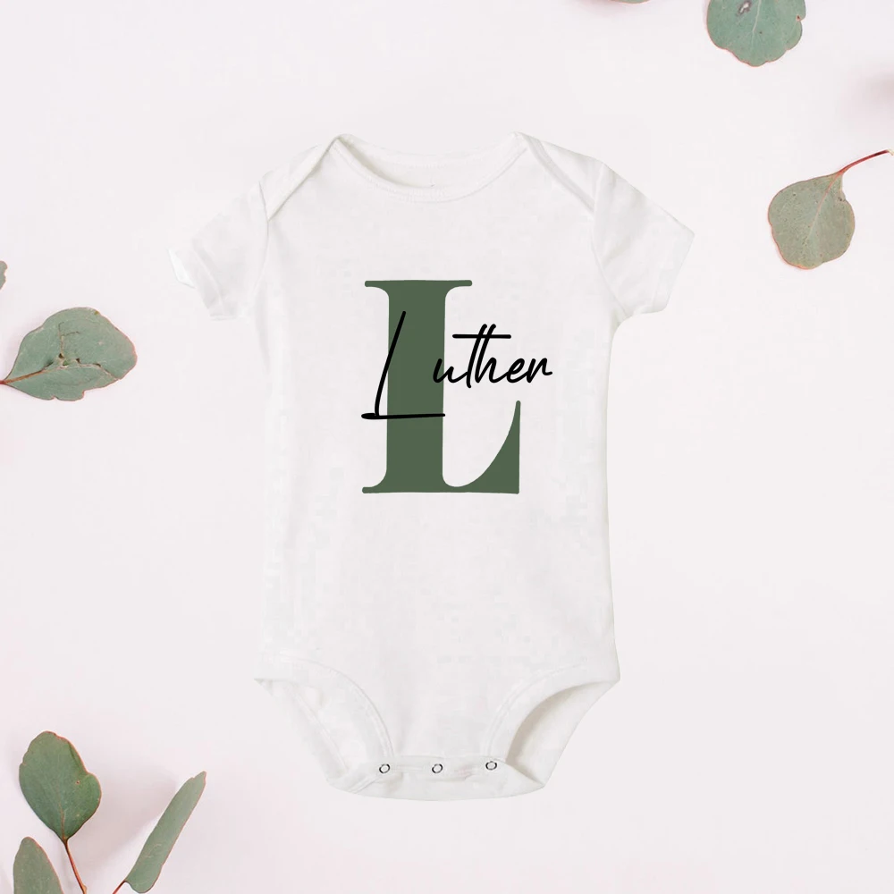 Personalized Baby Boy Name Bodysuits Pregnancy Announcement Shower Gift Name Boy Jumpsuit Initial Playsuit Clothes