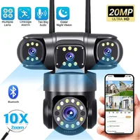 10K 20MP WIFI caméra IP extérieure 4 objectifs 4 écrans 16X Zoom CCTV caméras de Surveillance vidéo sans fil 6K 12MP Protection de sécurité 1