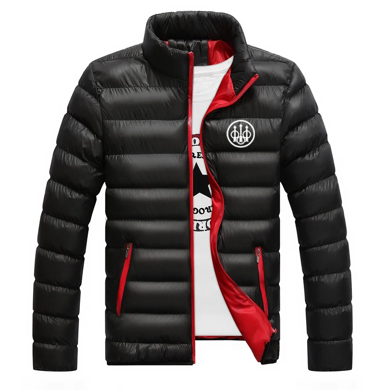 pink hoodie mens New Winter 2022 Men's Fall BERETTA Logo Jacket Warm Coat Solid Slim Fit Men's Casual Cotton Sports Top Thickened Harajuku Coat mens hoodies sale Hoodies & Sweatshirts