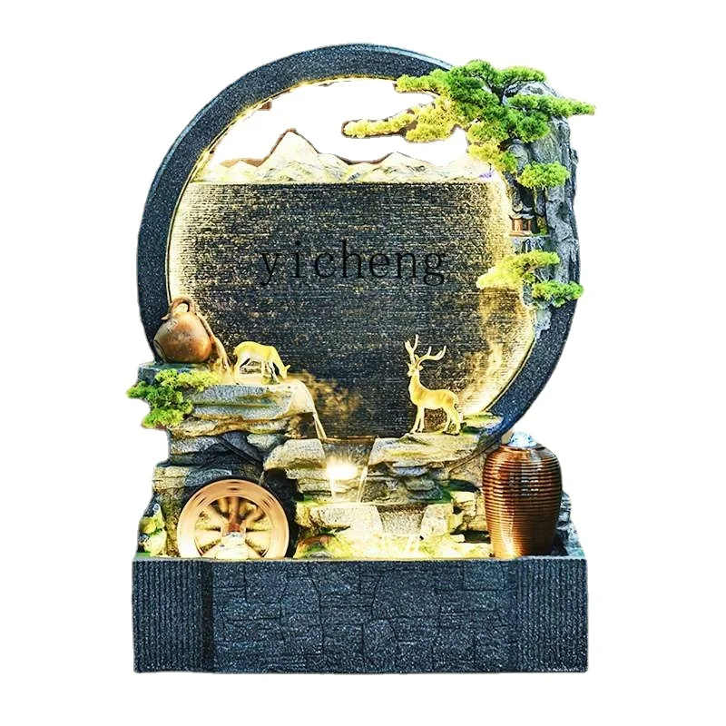 

XL Floor Rockery Screen Flowing Water Fish Pond Water Curtain Wall Decoration Hallway round Hollow