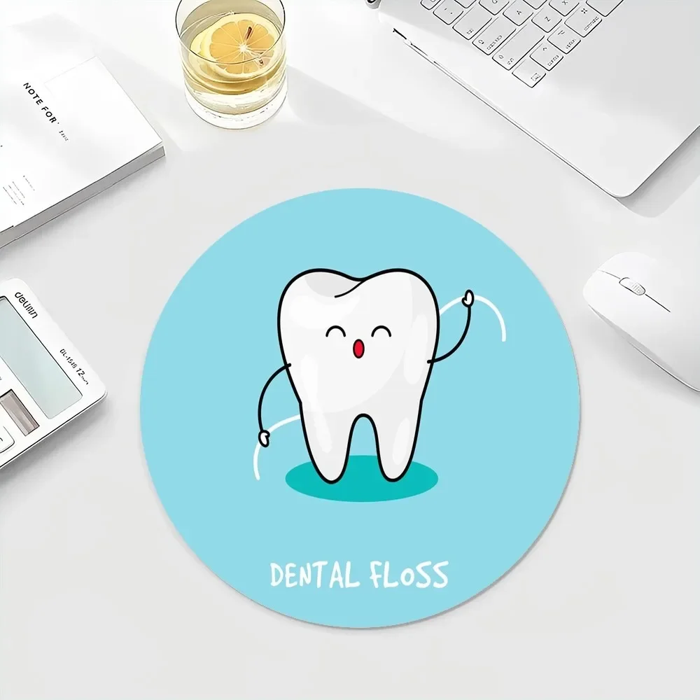 Wisdom Teeth Dentist ToothSmall Round Office Student Gaming Thickened Writing  Non-slip Cushion Mouse Pad for PC Computer Table 5