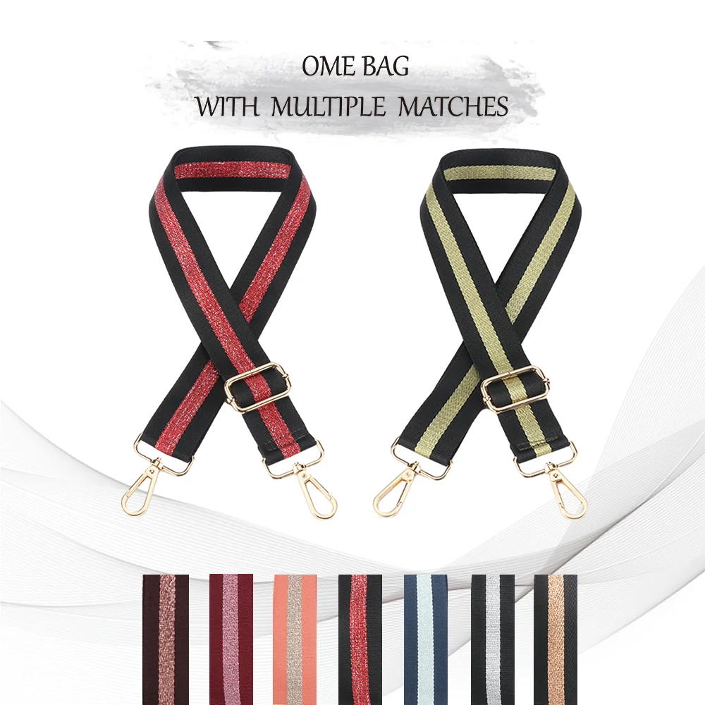 2pcs DIY  Wide Backpack Strap Accessories Crossbody Strap Nylon Canvas Embroidery Bag Strap Ladies Adjustable Shoulder Strap 2pcs new shoulder strap wider adjustable diy colorful stripe pattern ladies crossbody thickened fashion nylon bag strap