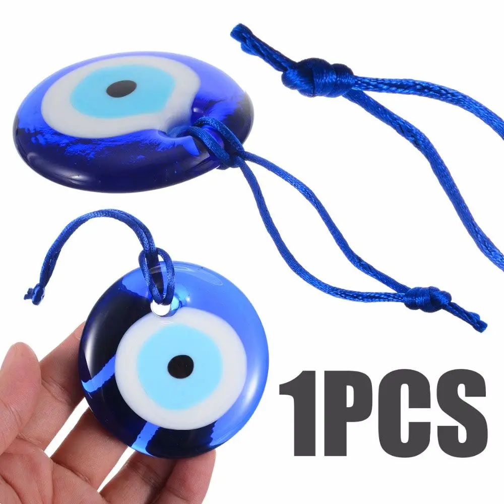 1PC Blue Lampwork Glass Turkish Evil Eye Charm Pendant Car Home Amulet Kabbalah