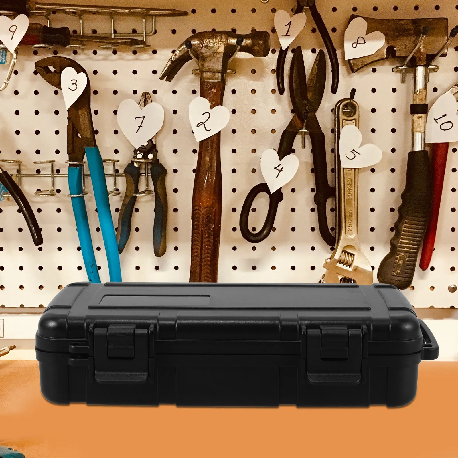 헤비 듀티 방수 밀폐형 공구함, 래치 잠금 장치가 있는 견고한 하드 케이스, 정비공, 자동차 수리, 작업장 보관, 휴대용