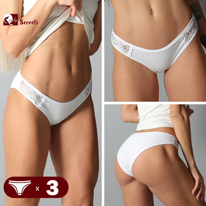 

3PCS/Set Cotton Panties Women Sexy Lingerie S-XL Solid Color Female Briefs Girl Underpants Ladies Comfort Soft Striped Underwear