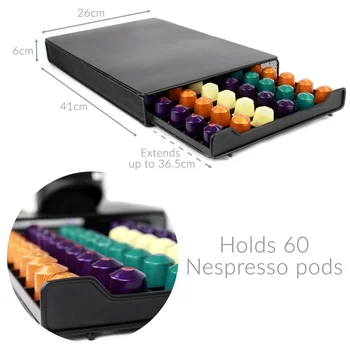 Nespresso 60 Pod Holder Drawer Capsule Storage & Coffee Machine Stand, MNHM 2