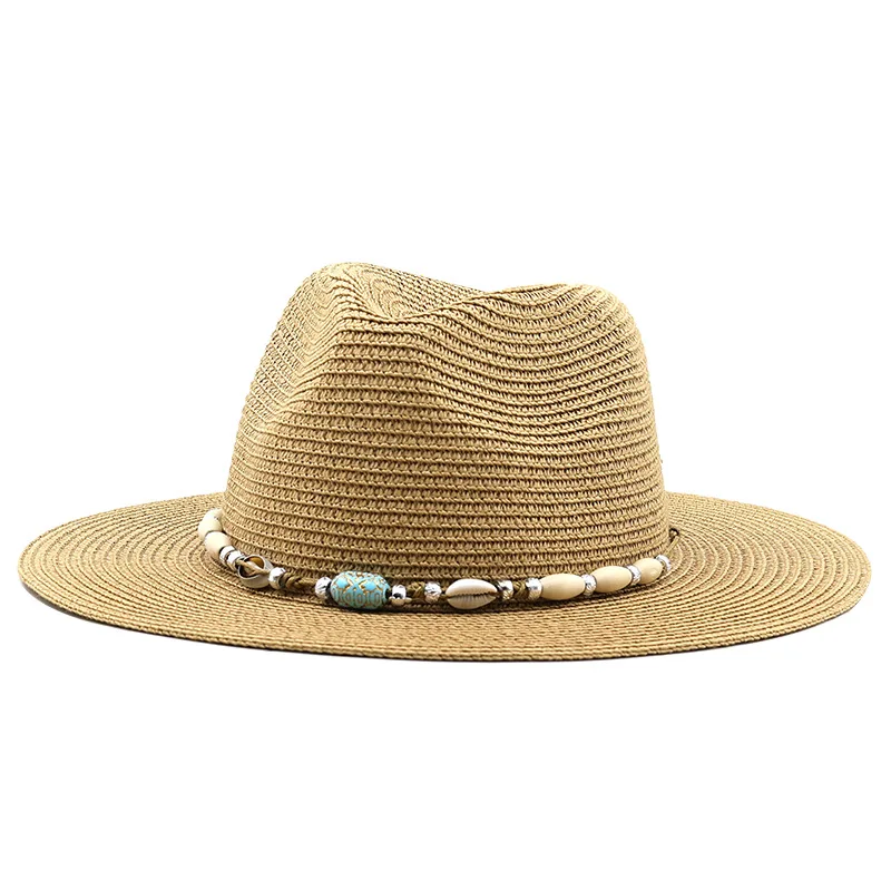 

Beach Vacation Panama Jazz Hat Summer Sunscreen Handwoven Straw Sun Hat Men Elegant Women Hawaii Casual Sunshade Gangster Cap