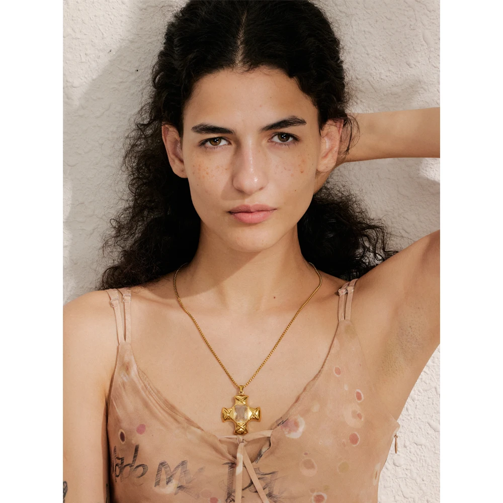 Yhpup Necklace Gold Color Stainless Steel