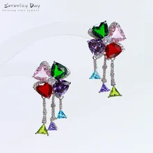 

Serenity Day 3A Zircon Colorful 7 Color Gemstone Bohemia Drop Earrings for Women Copper Gold Plated Fadeless Luxury Fine Jewelry