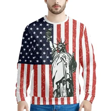  Fashion Sweater Autumn Large Size Men's T-Shirt United States Print T-Shirt New Listing Round Neck LongSleeve Leisure Sweatshirt 