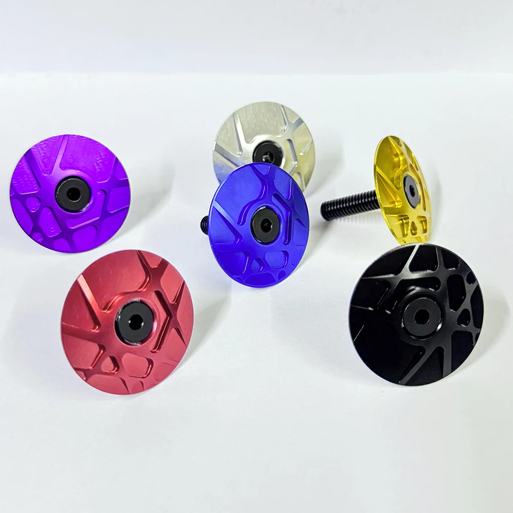 Bike Headset Cap Aluminum 7075 Head-cap Headset Acessories Extra Light CNC Machined Top and Titanium Bolt Stem Cap Bicycle Part bicycle headset bike stem cap bicycle head cap