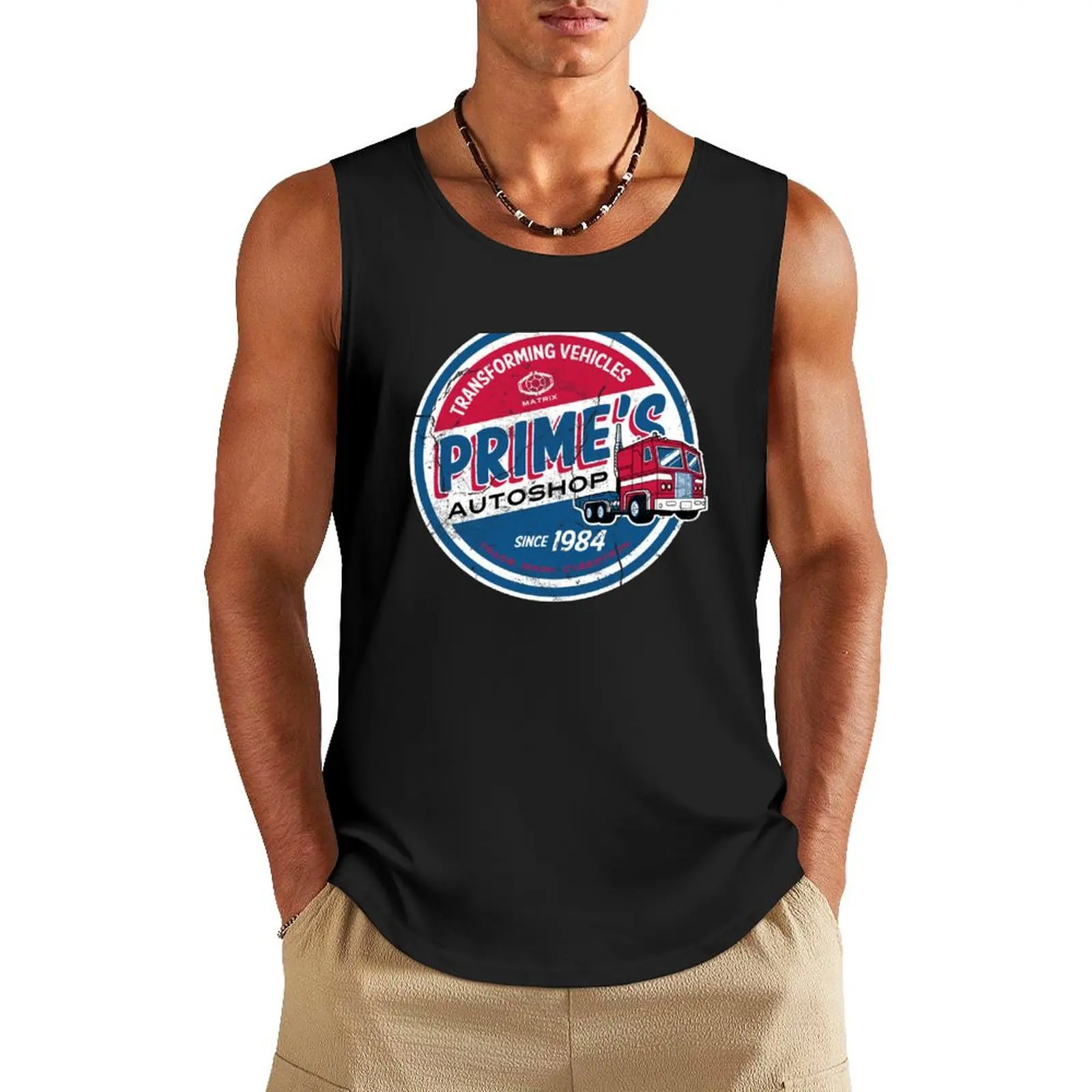 

Prime's Autoshop - Vintage Distressed Style - Garage Tank Top men gym clothing t shirt gym
