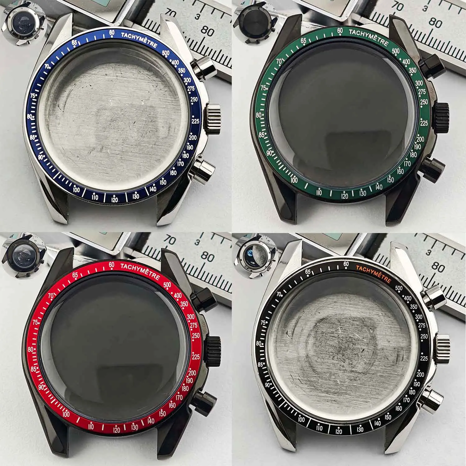 Men's 39.7mm Stainless Steel Watch Case with Moon Back Cover