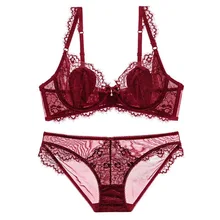 

2022 New European and American Sexy Slim Lace Bra Set Eyelash Lace Thin Cotton Square Bump Breathable Underwear Women