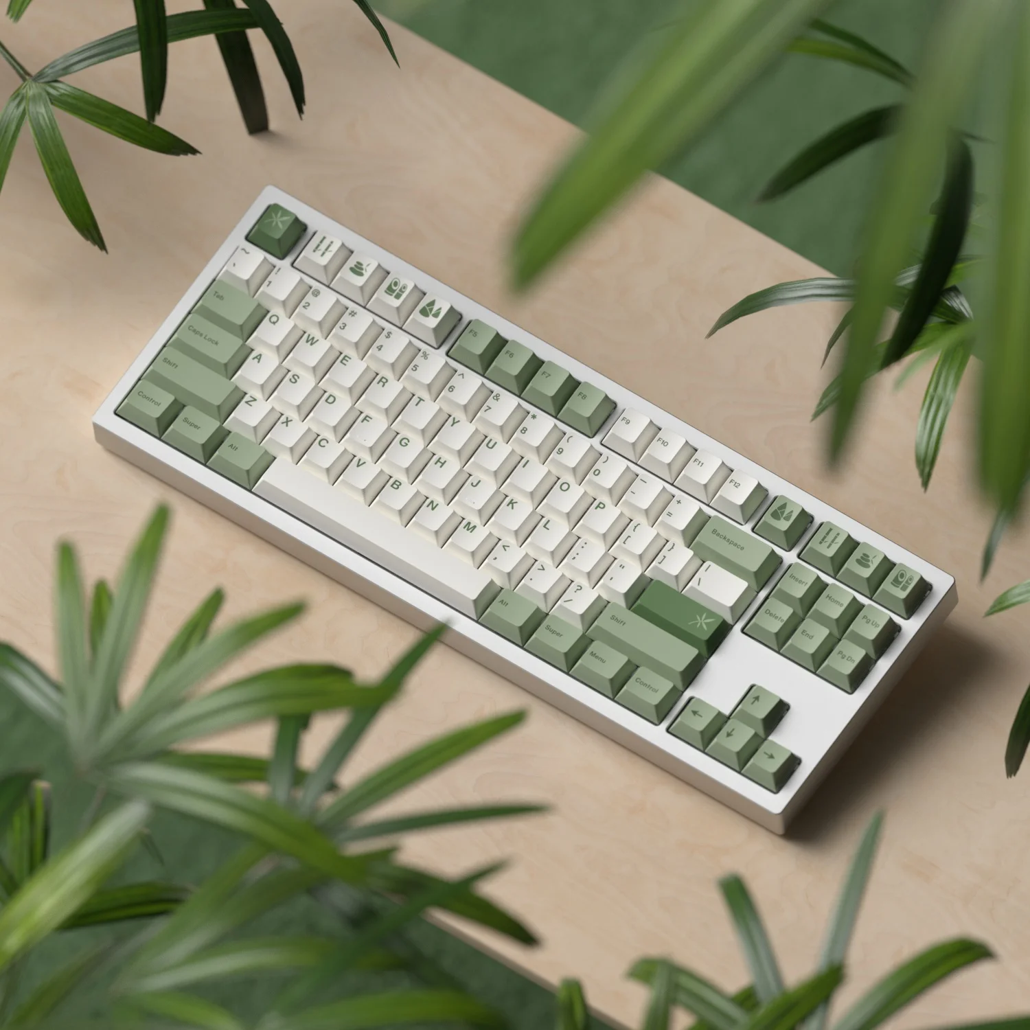 cereja perfil verde branco keycap pbt tintura