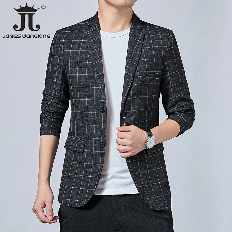 High-end Brand Boutique Plaid Formal Business Office Men's Slim Blazer Male Suit Jacket Groom Wedding Party Dress