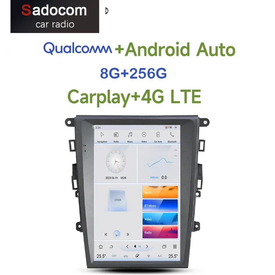 

Tesla Qualcomm Carplay 4G LTE 360 Автомобильный dvd-плеер Android 11,0 8G + 256G Bluetooth Wifi GPS карта RDS радио для Ford Mondeo 2013-2017