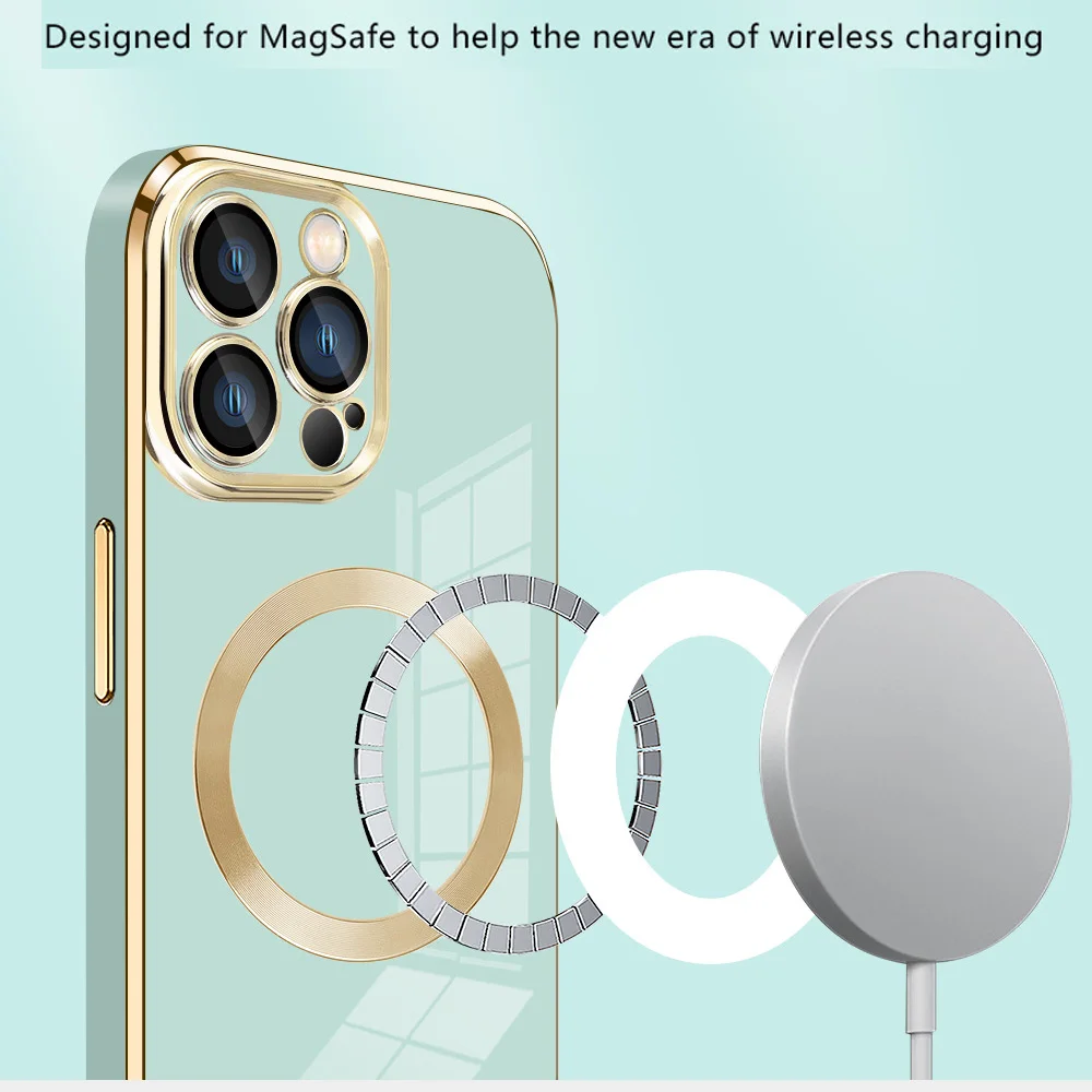 Luxury Plating Phone Case For iphone 13 12 11 Pro Max Magsafe Wireless Magnetic Charging Back Cover For iphone 13 Pro Max Cases