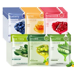 Natural Plant Facial Masks - Moisturizing & Anti - Aging Aloe Fruit Sheet Masks for Radiant Skin (10 Pack) (Each Type)