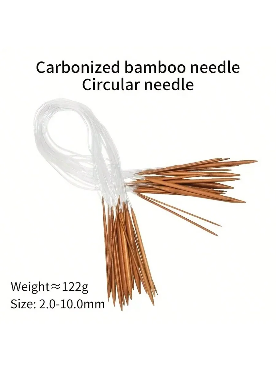 18pcs 원형 뜨개질 바늘 세트 2.0-10.0mm 나무 더블 커스프 크로 셰 뜨개질 후크 80cm/60cm/40cm DIY 스웨터 원사 바느질 도구