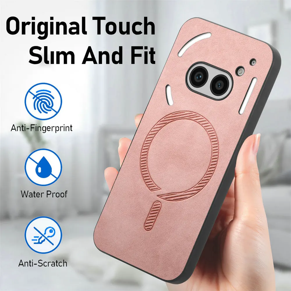 Luxury Leather Magnetic Case with Wireless Charging