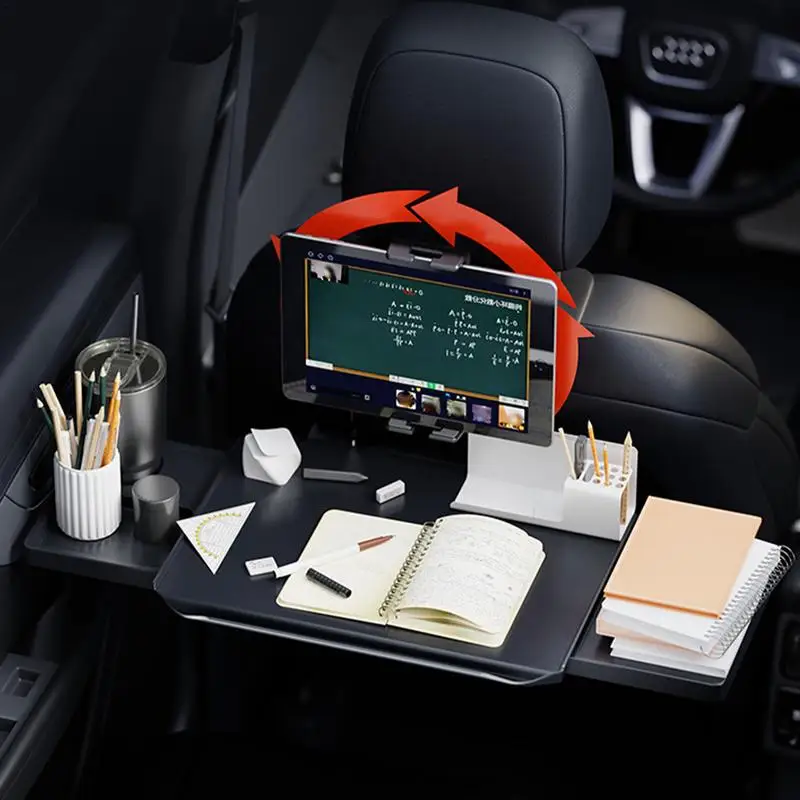 

Стол на заднее сиденье автомобиля, регулируемый столик для ноутбука, складной поднос для напитков, подставка, держатель для телефона, органайзер на Автокресло, стойка, автомобильные аксессуары