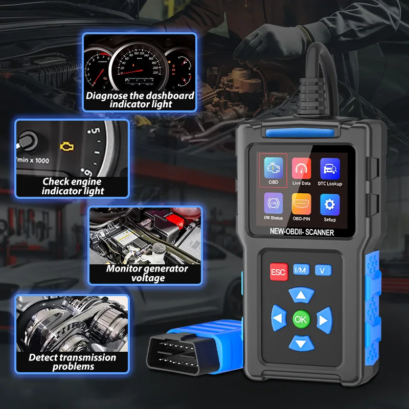 TopDiag T200 Car OBD2 Scanner Diagnostic Tool Engine Code Reader Car Voltage Tester Automotive Vehicle Fault Code Scanner OBDII 4