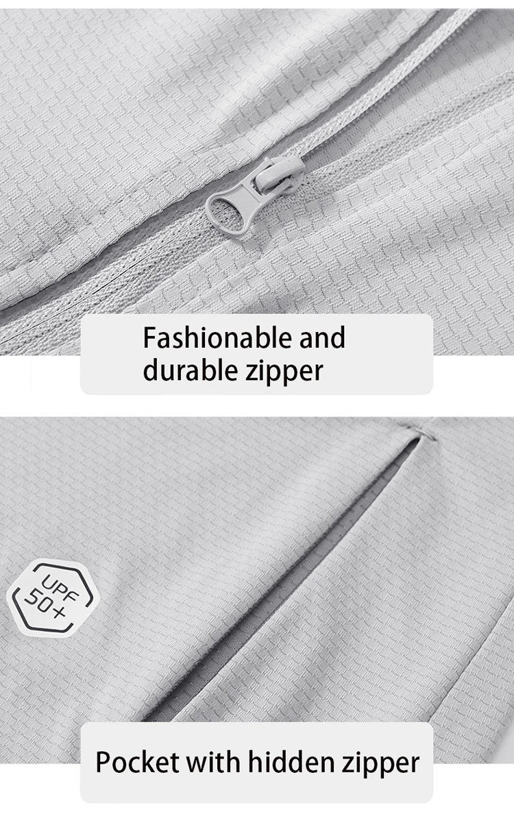 Herren Ultra-Dünne Kapuzen-Sonnenschutzjacke Eisseide Windbreaker Reise Angeln UPF 50+ Mückenschutz Elastisch – Detail 8