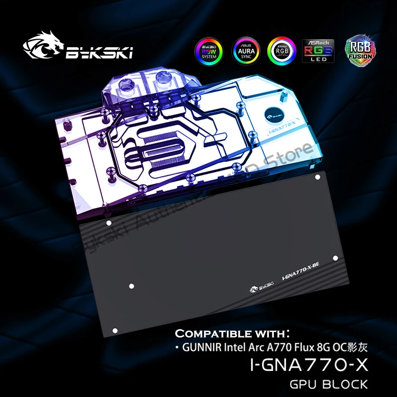 Bykski I-Gna770-X Gpu Water Block Uso Per Gunnir Intel Arc A770 Flux 8G Oc Scheda Video/Copertura Completa Con Radiatore In Rame Backplane