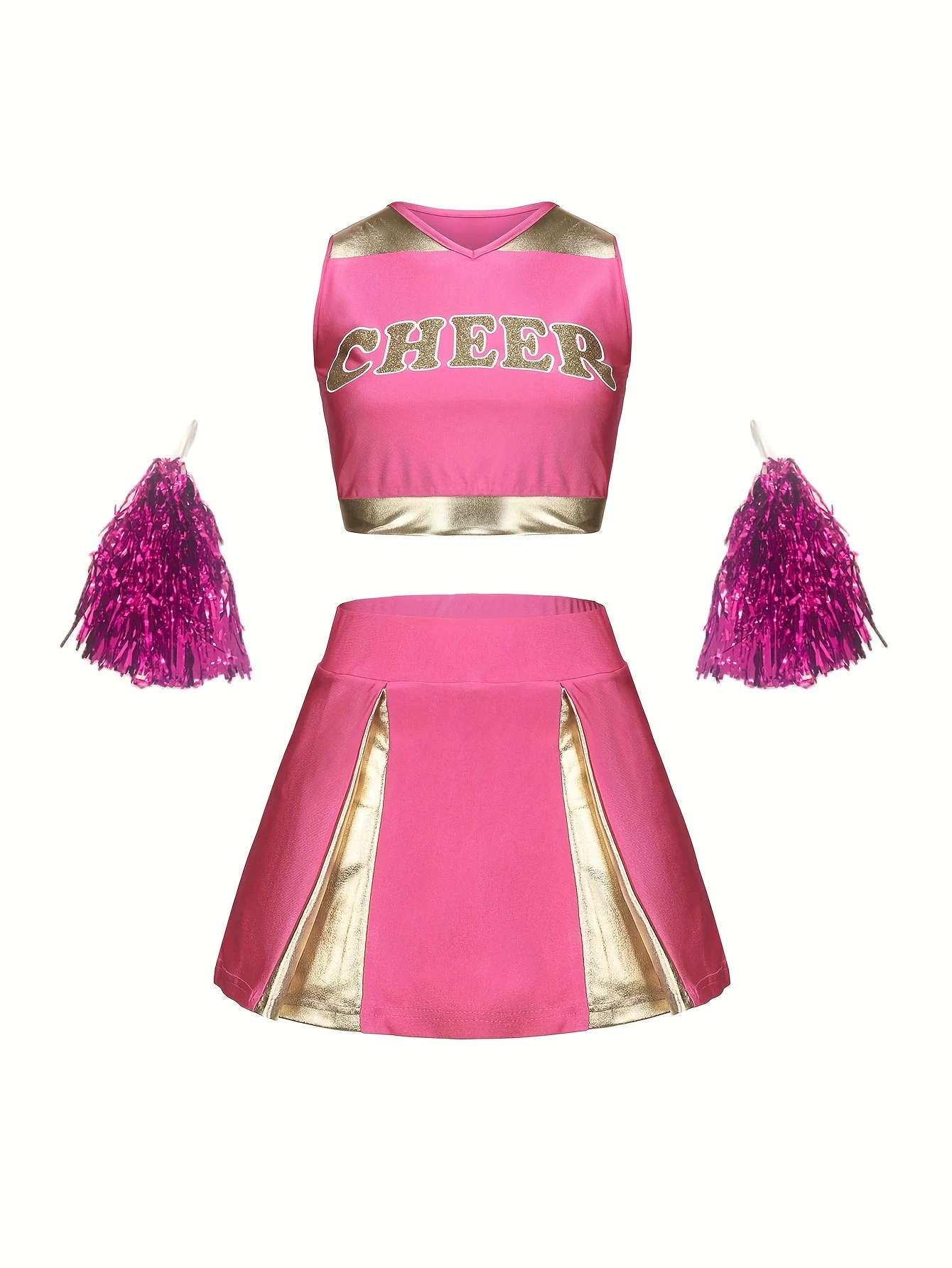 Cheerleading suit children girls cute performance clothes holiday party sportswear multi-color optional send pom poms